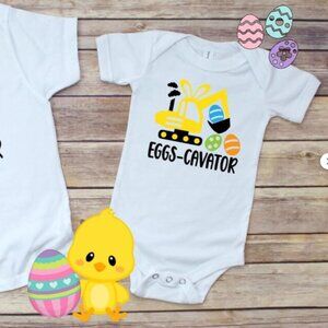 Handmade T-Shirt -'Eggs-cavator' great for Easter